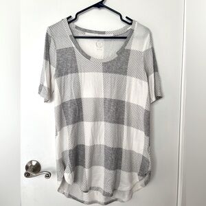 Gray and White Checkered Women's Top